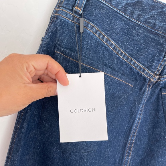 GOLDSIGN Easton Denim Midi A-Line Button Down Denim Skirt In Blue Size 24 NWT - Picture 8 of 12